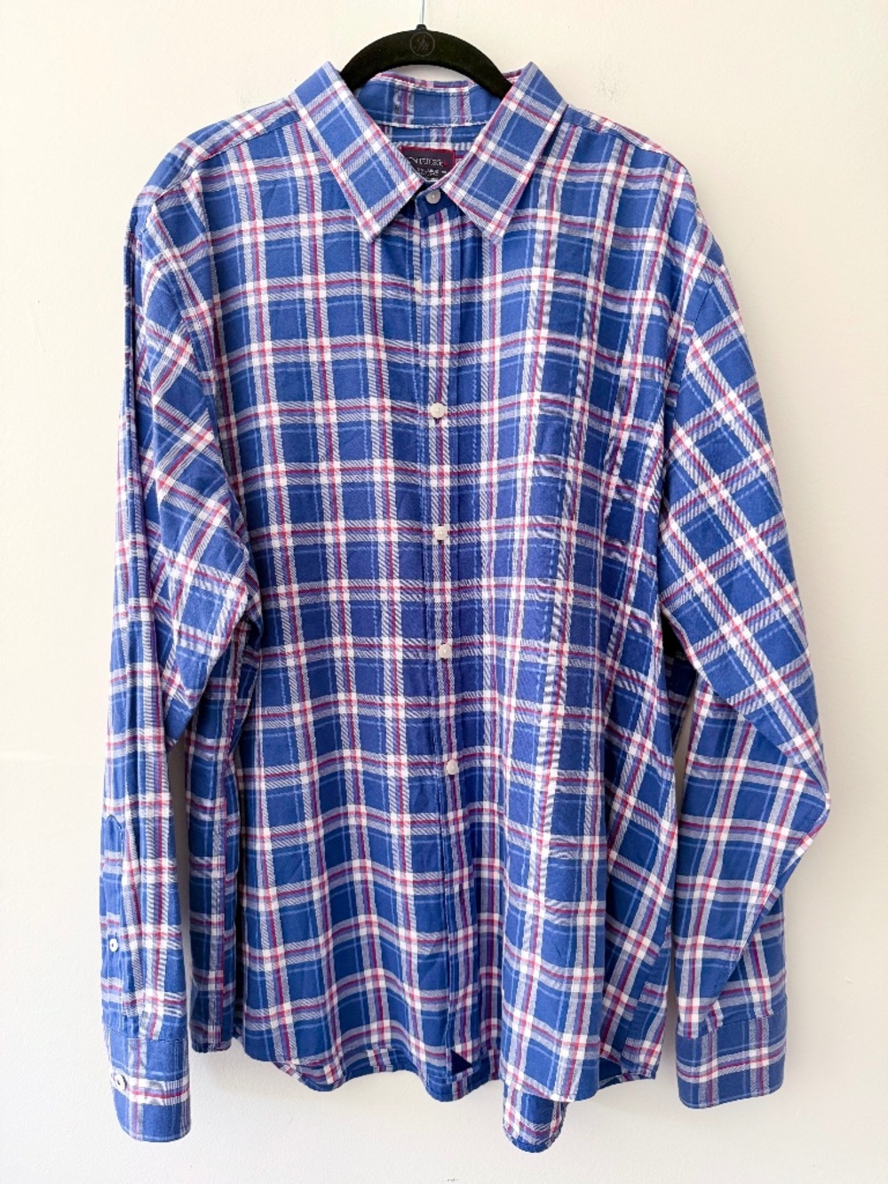 NWOT UNTUCKit Flannel Plaid Button Down Shirt French Blue Business Casual XXL